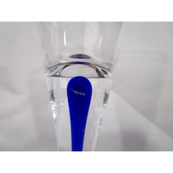 Home Essentials Teardrop Blue Cobalt Stem Cordial NWT Minor Defects A Pair - Picture 15 of 16